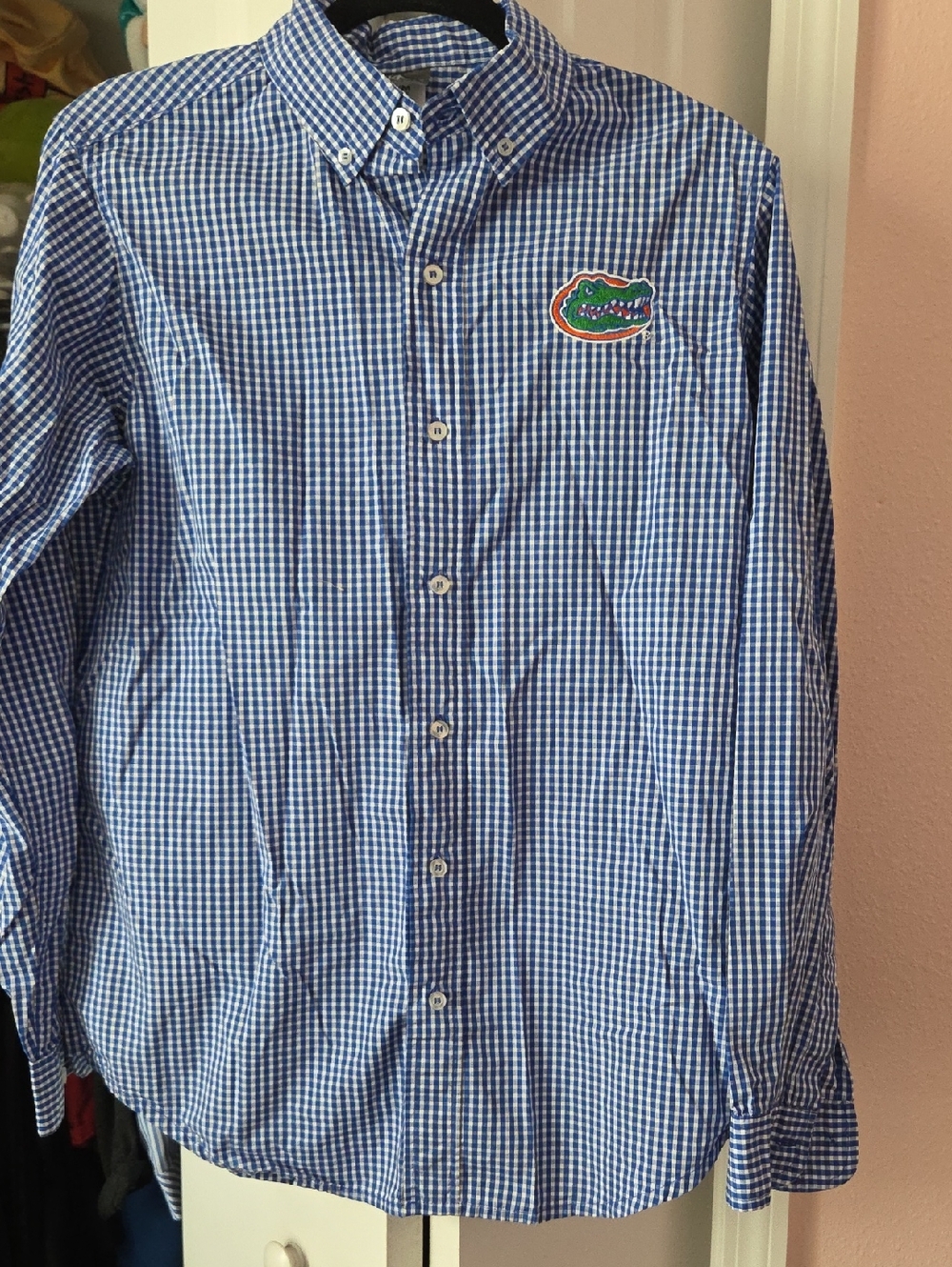 Knights Apparel Blue and White Check Button-Down Shirt